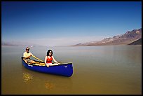 Canoeing in Death Valley after the exceptional winter 2005 rains. Death Valley National Park, California, USA.