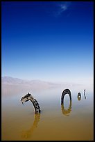 Short lived dragon art installation in rare seasonal lake. Death Valley National Park ( color)