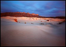 Gypsum dune field and last light on Guadalupe range. Guadalupe Mountains National Park, Texas, USA. (color)