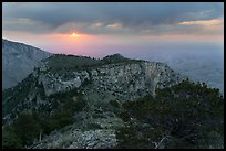 Cloudy sunrise from flanks of Guadalupe Peak. Guadalupe Mountains National Park, Texas, USA. (color)