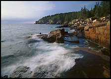 Surf and granite  coast near Otter Cliffs, morning. Acadia National Park ( color)