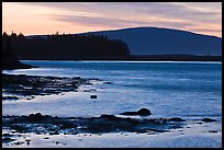 Pond and Cadillac Mountain at sunset, Schoodic Peninsula. Acadia National Park, Maine, USA. (color)