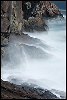 Blurred water at base of Great Head. Acadia National Park, Maine, USA. (color)