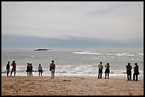 People standing on Sand Beach. Acadia National Park ( color)