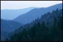 Ridges from Morton overlook, dusk, Tennessee. Great Smoky Mountains National Park, USA.