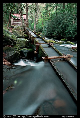 Flume to Reagan's Mill from Roaring Fork River, Tennessee. Great Smoky Mountains National Park, USA.