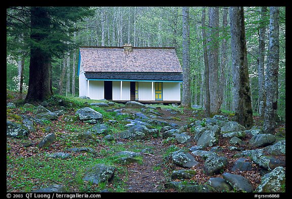 Alfred Reagan saddlebag house, Tennessee. Great Smoky Mountains National Park (color)