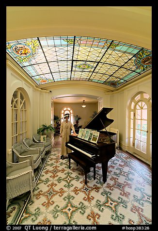Music room with ceiling of art glass, Fordyce Bathhouse. Hot Springs National Park (color)