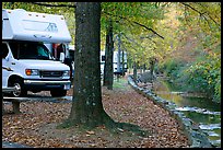 RV, trees in fall colors, and stream. Hot Springs National Park ( color)