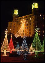 Christmas lights and  Arlington Hotel. Hot Springs, Arkansas, USA