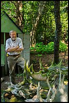 Rolf Peterson and moose skull and antlers collection. Isle Royale National Park ( color)