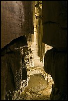 Shaft and pool inside cave. Mammoth Cave National Park, Kentucky, USA.
