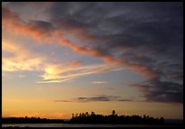 Clouds and islet at sunset, Kabetogama Lake. Voyageurs National Park, Minnesota, USA.