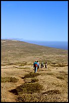 Hiking across  island to Point Bennett, San Miguel Island. Channel Islands National Park, California, USA. (color)