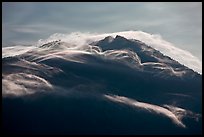Cloudcap over backlit Mt Scott summit. Crater Lake National Park, Oregon, USA. (color)