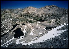 Rae Lakes basin from Glen Pass. Kings Canyon National Park, California, USA.