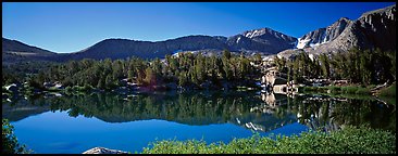 Clear lake with mountain range reflected. Kings Canyon  National Park (Panoramic color)