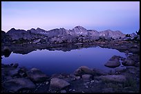 Pond in Dusy Basin and Mt Giraud, dawn. Kings Canyon National Park, California, USA.
