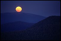 Moonrise from Prospect Peak. Lassen Volcanic National Park, California, USA. (color)