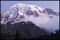 Mount Rainier and fog at dawn. Mount Rainier National Park ( color)