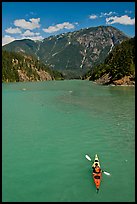 Kayaker on Diablo Lake,  North Cascades National Park Service Complex.  ( color)