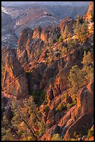 Rocky spires at sunset. Pinnacles National Park, California, USA. (color)