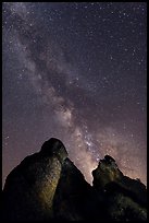Milky Way and rocky towers. Pinnacles National Park, California, USA. (color)