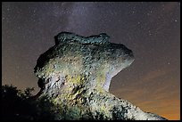 Anvil monolith at night. Pinnacles National Park, California, USA.