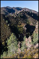 Gabilan Mountains dotted with rock pinnacles. Pinnacles National Park, California, USA. (color)