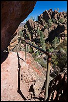 Trail on narrow ledge. Pinnacles National Park, California, USA. (color)