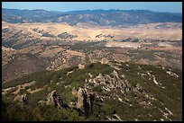 Hilly landscape seen from South Chalone Peak. Pinnacles National Park, California, USA. (color)