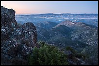 View from North Chalone Peak at dusk. Pinnacles National Park, California, USA. (color)