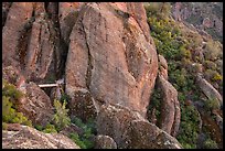 Footbridge dwarfed by rock pinnacles. Pinnacles National Park ( color)