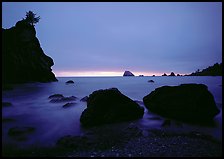 Rocks and seastacks, cloudy sunset, Hidden Beach. Redwood National Park ( color)