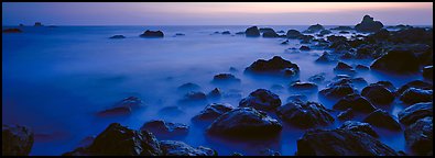 Etheral ocean motion at dusk. Redwood National Park (Panoramic color)