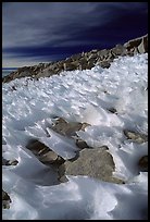 Wind-blown snow near  summit of Mt Whitney. Sequoia National Park, California, USA. (color)