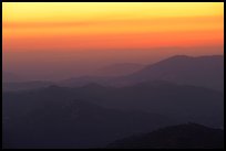 Receding ridge lines of  foothills at sunset. Sequoia National Park ( color)