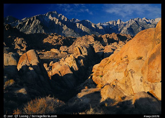 Alabama hills and Sierras, early morning. Sequoia National Park, California, USA.