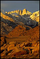 Alabama hills and Mt Whitney. Sequoia National Park, California, USA. (color)