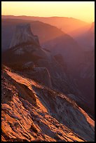 Half-Dome and Yosemite Valley seen from Clouds rest, sunset. Yosemite National Park, California, USA. (color)