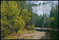 Merced River at the base of El Capitan in autumn. Yosemite National Park, California, USA.