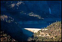 O'Shaughnessy Dam, Hetch Hetchy Reservoir, and Wapama falls. Yosemite National Park, California, USA.