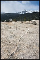 Granite slab and Cathedral Peak. Yosemite National Park, California, USA. (color)
