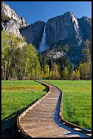 Boardwalk and Yosemite Falls. Yosemite National Park, California, USA. (color)
