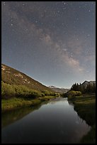 Milky Way above Lyell Canyon and Tuolumne River. Yosemite National Park ( color)