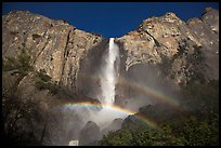 Bridalveil Fall with double rainbow. Yosemite National Park, California, USA.