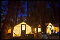 Curry Village tents by night. Yosemite National Park, California, USA.