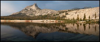 Lower Cathedral Lake, late afternoon. Yosemite National Park (Panoramic color)