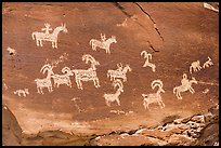 Rock with pannel of Ute Petroglyphs. Arches National Park, Utah, USA. (color)
