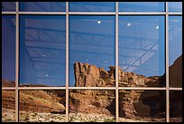 Cliffs, Visitor Center window reflexion. Arches National Park ( color)